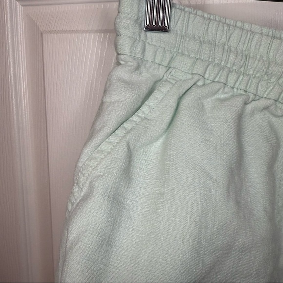 J. Crew Light Green Blue Linen Blend Shorts Elastic Waistband Size Small GUC - Picture 2 of 9